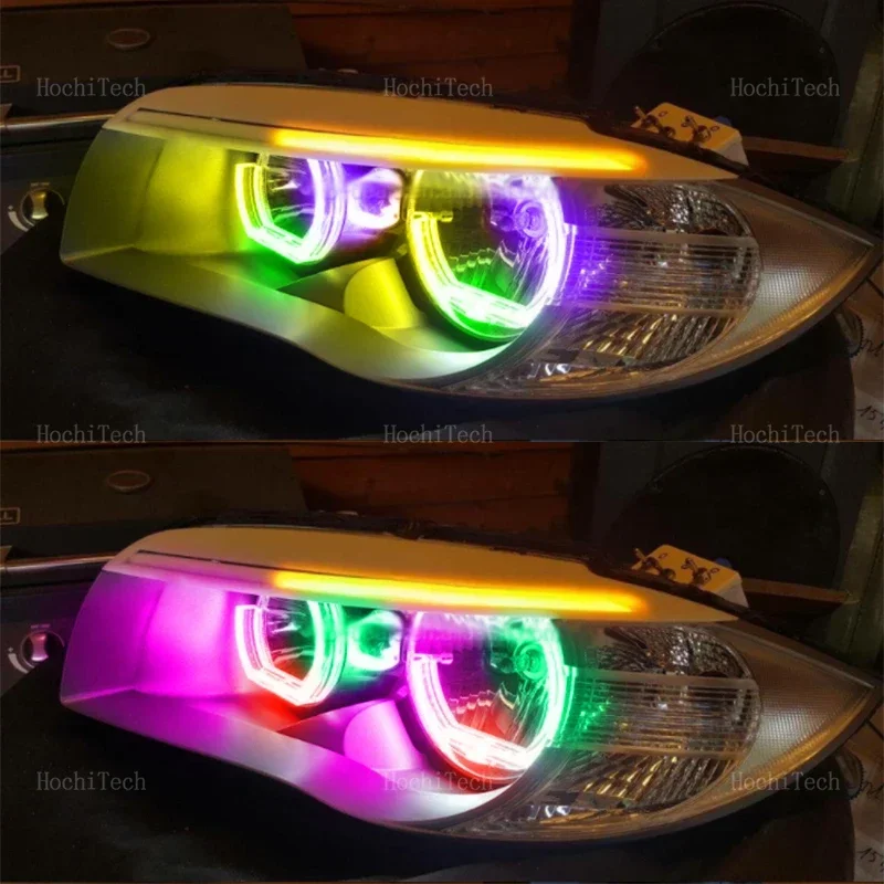 Для BMW 1 серии E81 E82 E87 E88 2004-2013 RGB цветной динамический свет кольца ангельских глаз