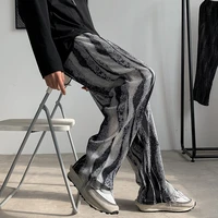 summer pleated pants men fashion casual ice silk pants mens japanese streetwear loose hip hop wide leg pants mens trousers m 2xl