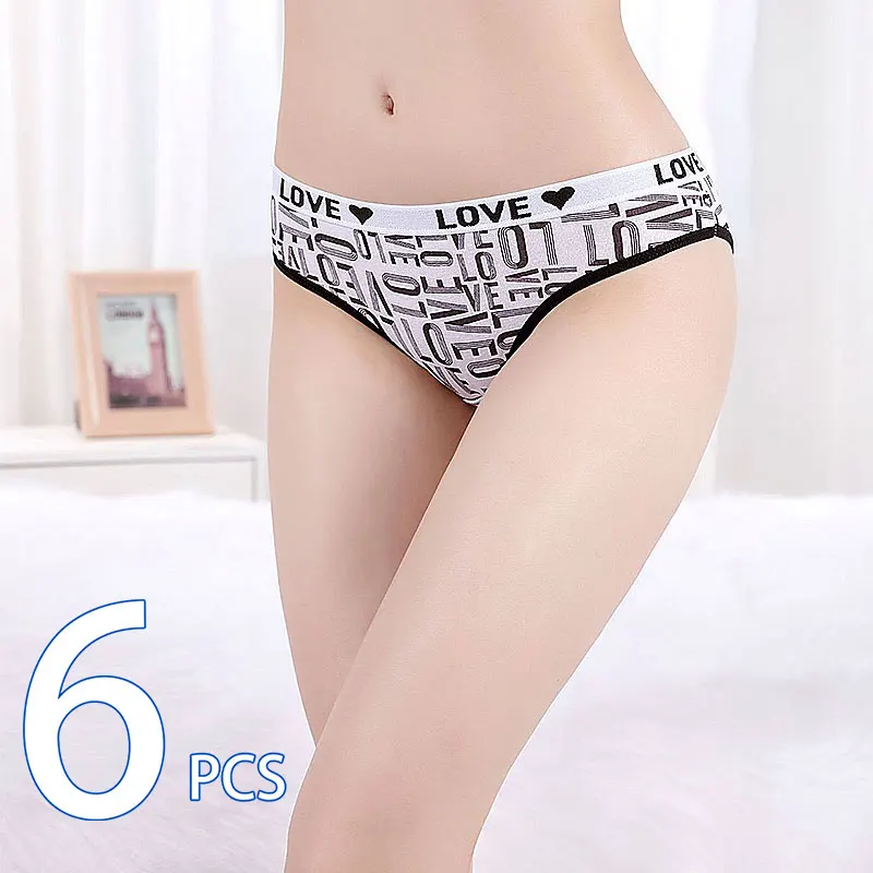 

6 шт./комплект, женские хлопковые трусы с надписью
