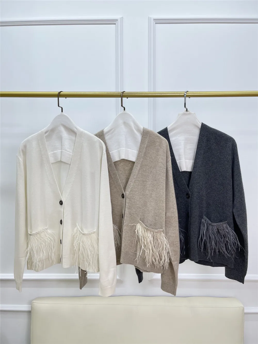 Женский кашемировый костюм с юбкой кардиган v-образным вырезом + прямая юбка