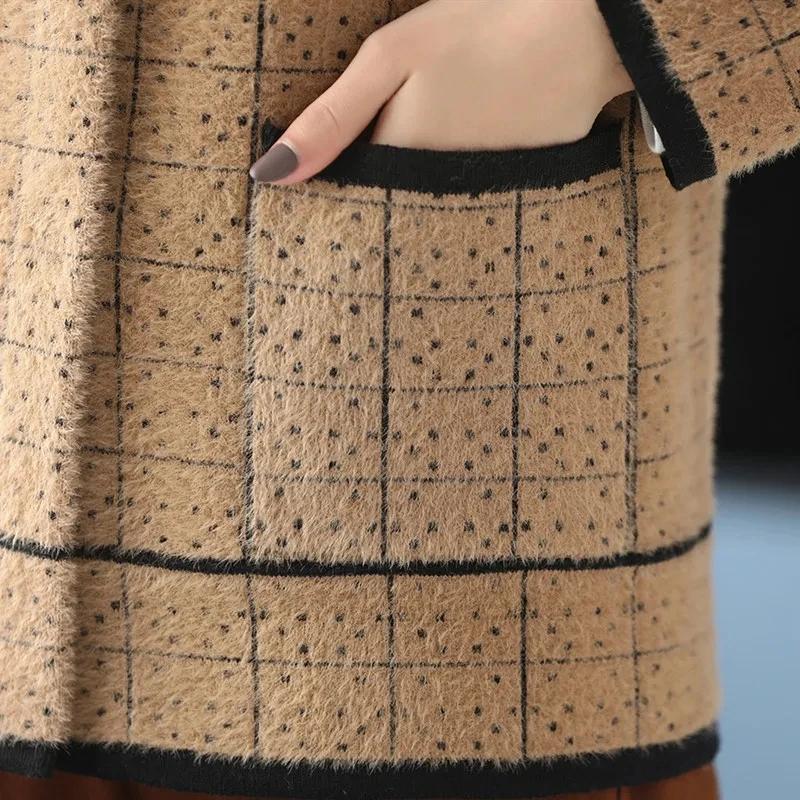 2022 Autumn New Imitation Mink Fleece Sweater Coat Korean Thickened Short Jacket Wool Coat Knitted Cardigan Women Faux Fur Coat