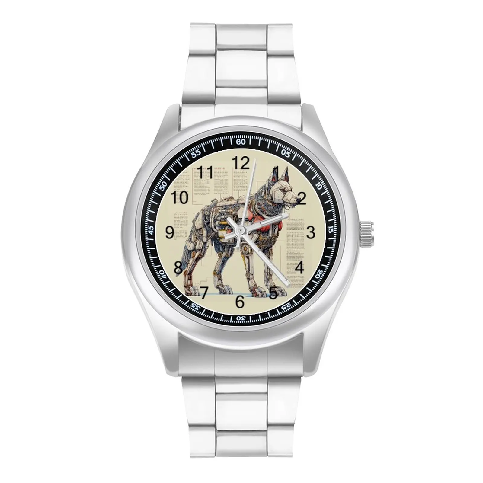 

Dog Quartz Watch Robot Blueprints Pencil Line Design Classic Wrist Watches Steel Hot Sale Spring Man Wristwatch