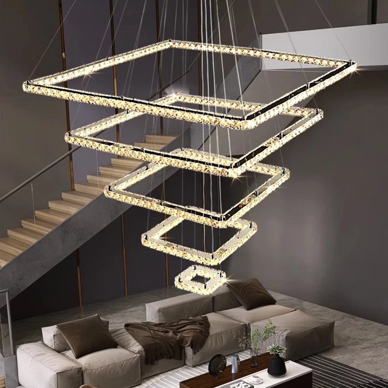

home decorationPendant lights, luxury crystal living room chandelier, Stair Pendant lamp, ceiling light, indoor lighting