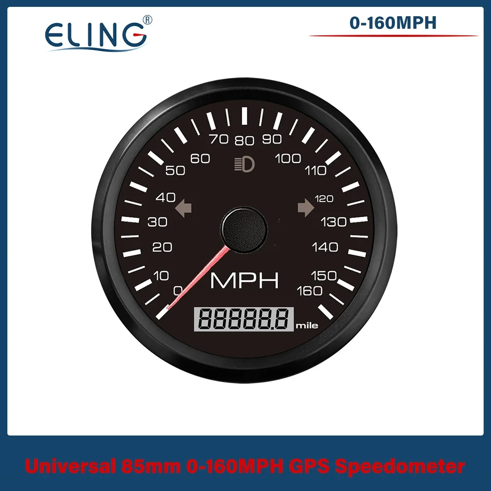 ELING мотоцикл 85 мм GPS спидометр 0-125MPH 160MPH 0-200 кмч сигнализация превышения скорости левый правый дальний свет с красной желтой подсветкой (art.: 3920d133a38dd) - 3920d133a38dd