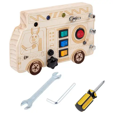 Игрушка сенсорная доска, обучающая игрушка для путешествий, деревянная сенсорная доска со встроенными переключателями, обучающий самолет для путешествий