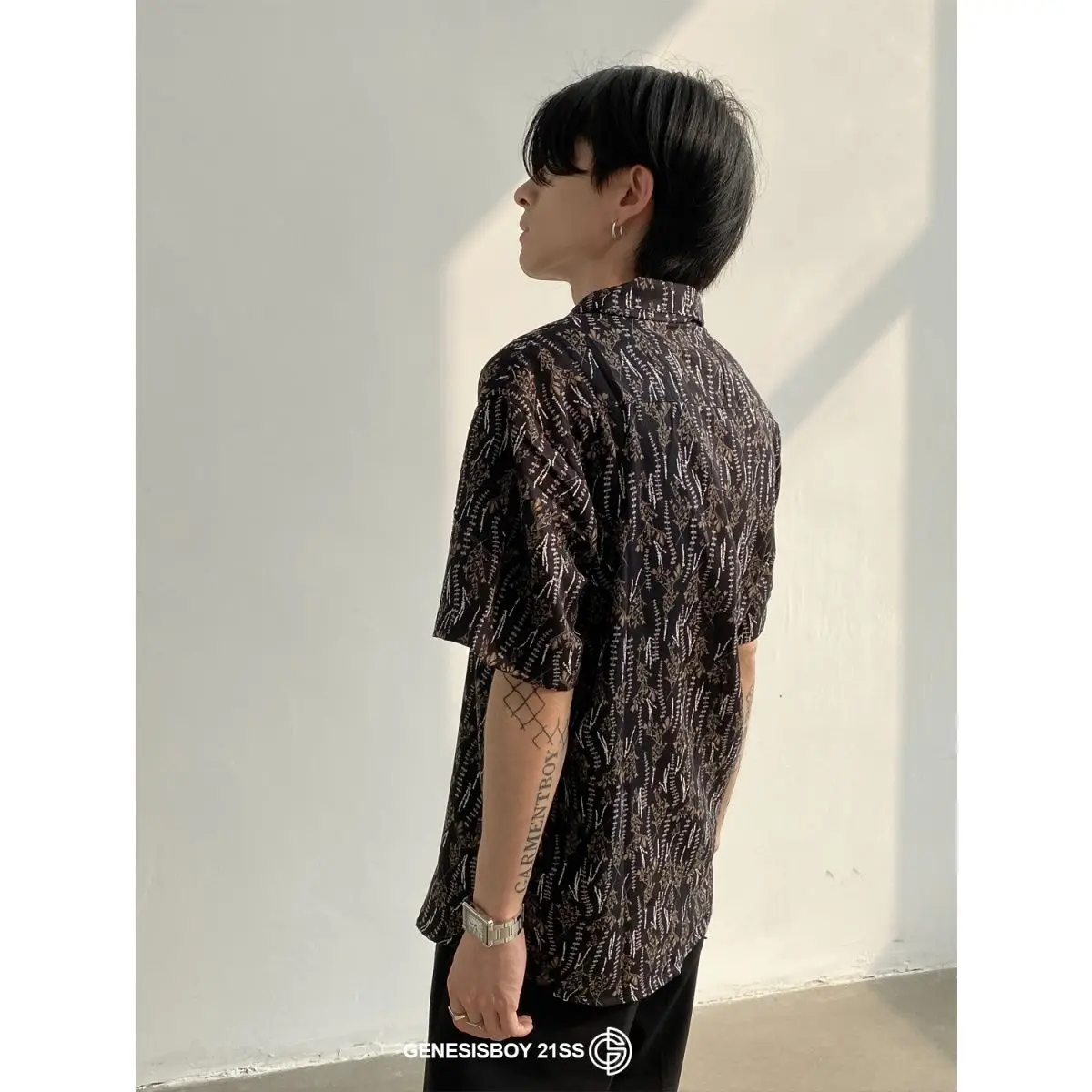 2022 Summer New British Vintage Printed Cuban Collar Men's Shirt Loose Casual Elegant Men's Clothing Short Sleeve Blouse