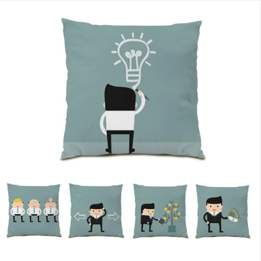 

Cushion Cover 45x45cm Polyester and Linen Material Animation Illustration Luxury Headrest Cover Velvet Pillowcase Cartoon E0015