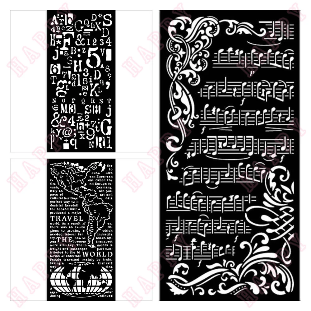 

Letter Number The World Music Plastic Stencils Happiness Template DIY Scrapbook Album Paper Card Decoration Embossing Craft Mold