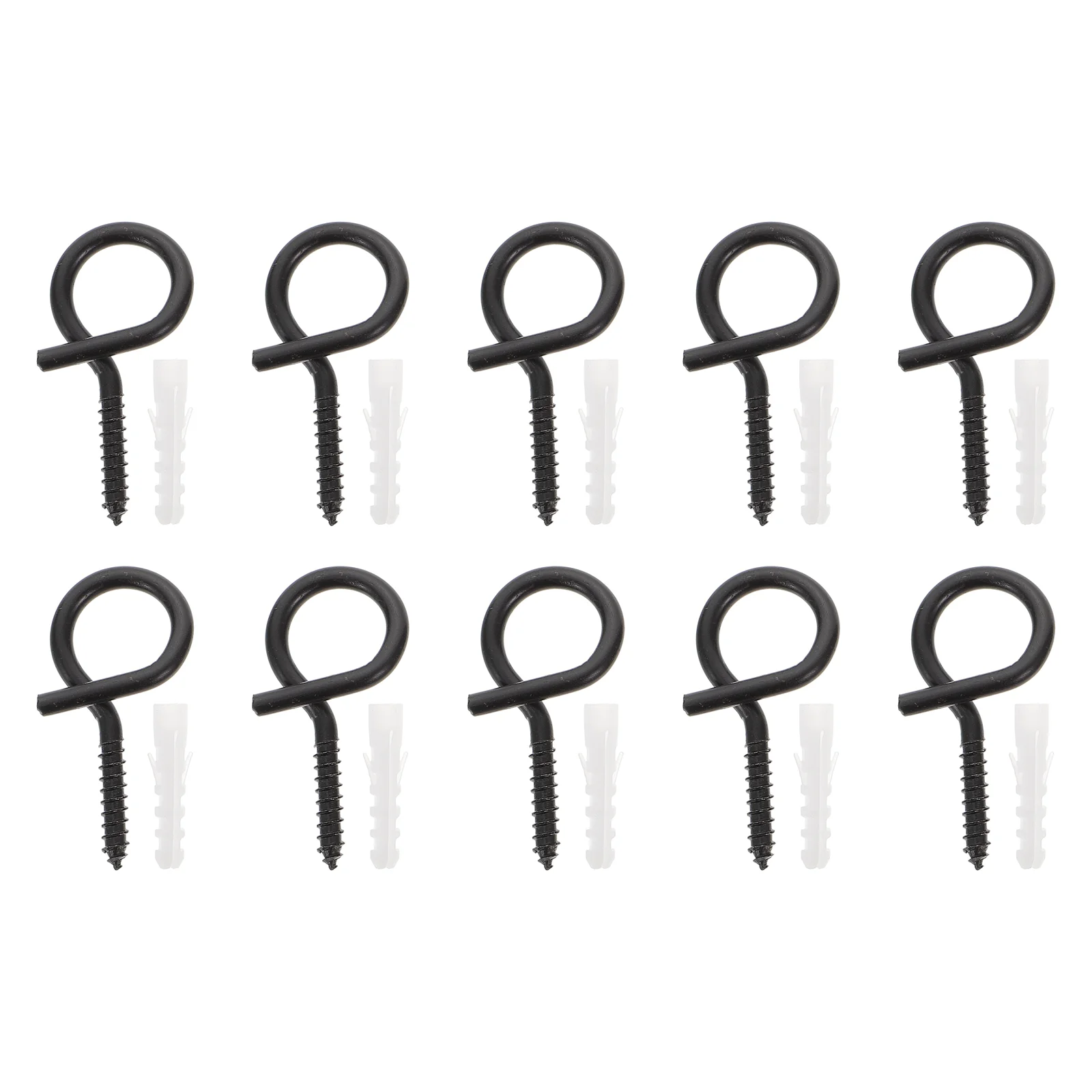 

20pcs Iron Eye Hooks Heavy Duty Screws Metal Eyelet Screw Eyebolts for Home with Expansion Tubes