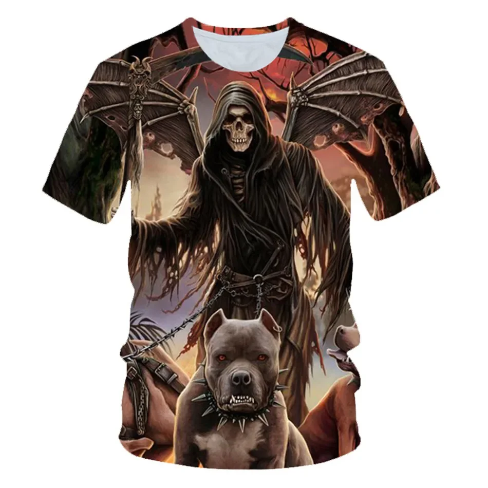 Детская Футболка Унисекс В Стиле Панк С 3D Принтом На Тему Хэллоуина Синий