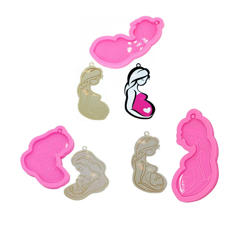 Зеркальная форма для мамы и ребенка брелок беременных детей полимерная глина