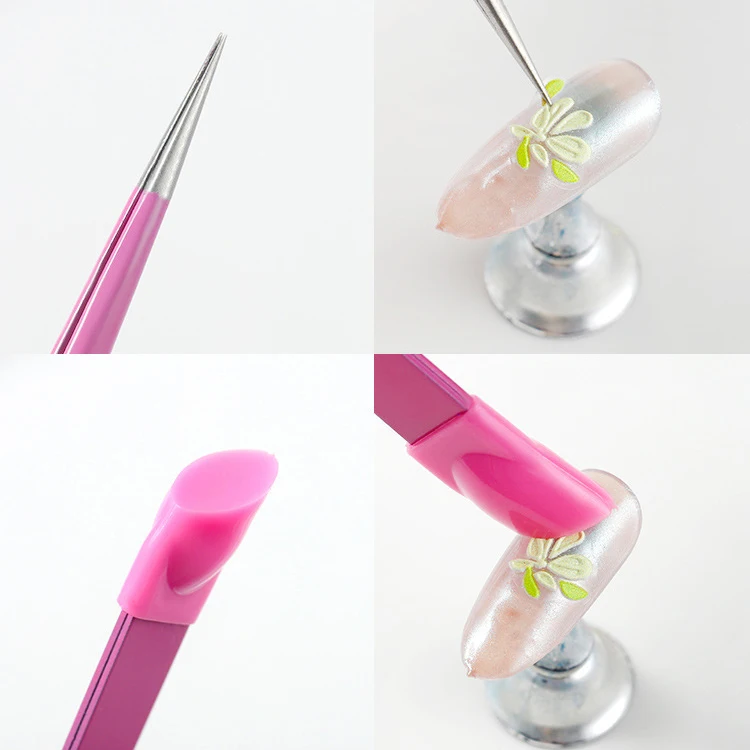 1 шт. двухсторонний Пинцет для искусственного маникюра с силиконовым