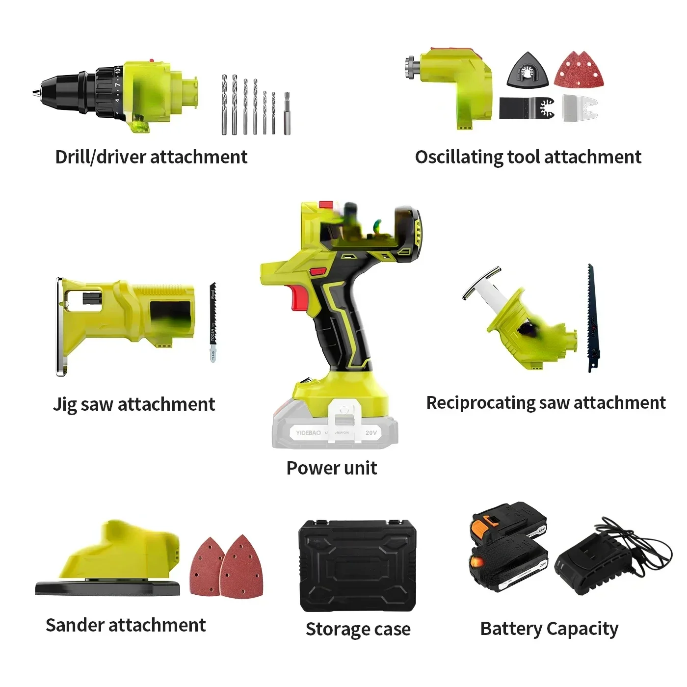 Прибытие высококачественный 5-в-1 беспроводной Электроинструмент набор ручных
