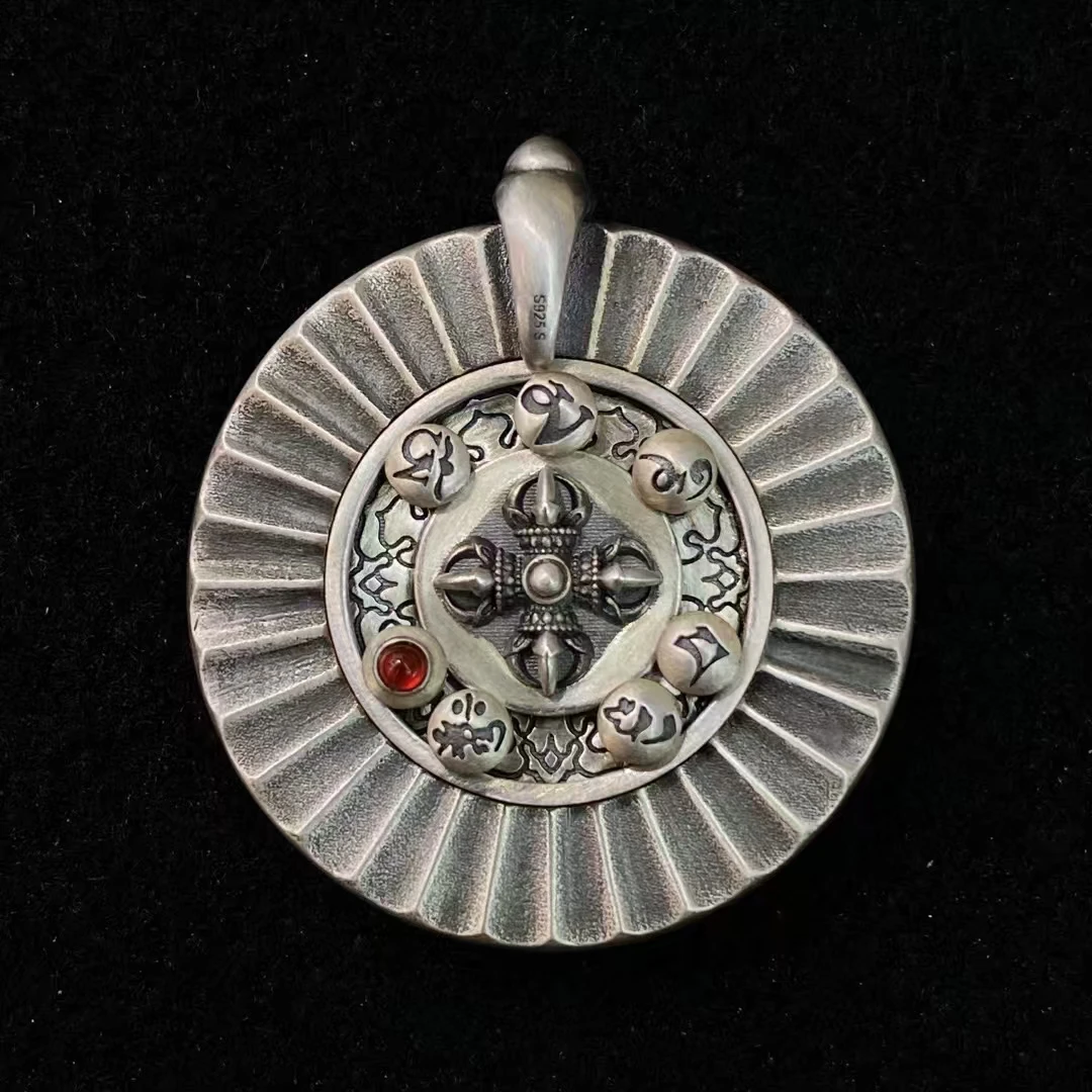 Прецизионная инкрустация серебряная зеленая Тара четырехугольная Бодхисаттва