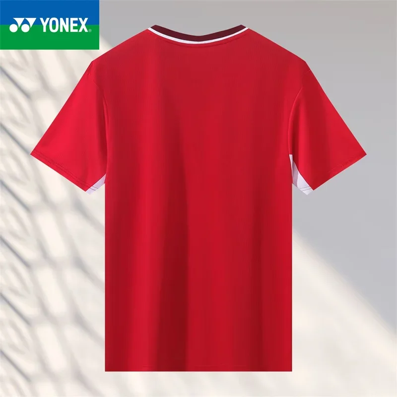 Быстросохнущая мужская и женская футболка для бадминтона YONXE с короткими