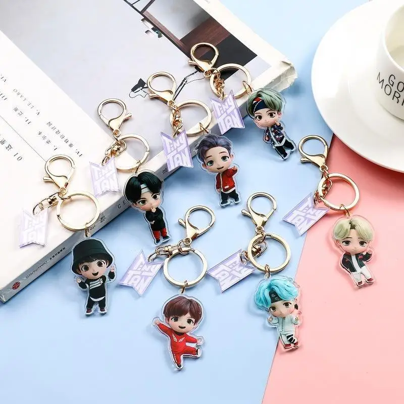 

Kpop Bangtan Boys Tinytan The Same Acrylic Keychain Star Surrounding Cartoon Character Fashion Jewelry Personality Keyring