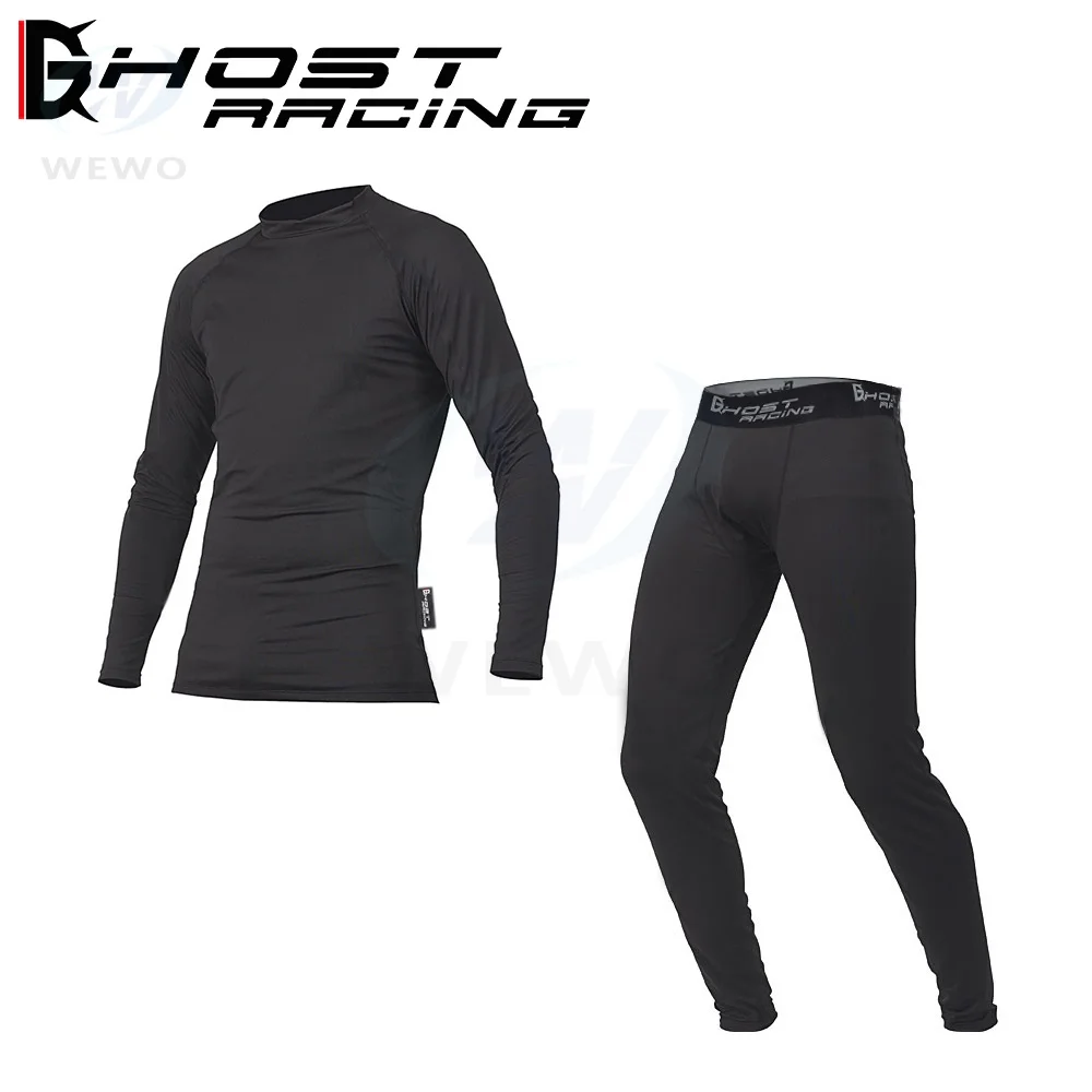 

GHOST RACING Men's Lined Underwear Set Motorcycle Skiing Base Layer Winter Warm Long Johns Shirts & Tops Bottom Jersey Pant Suit