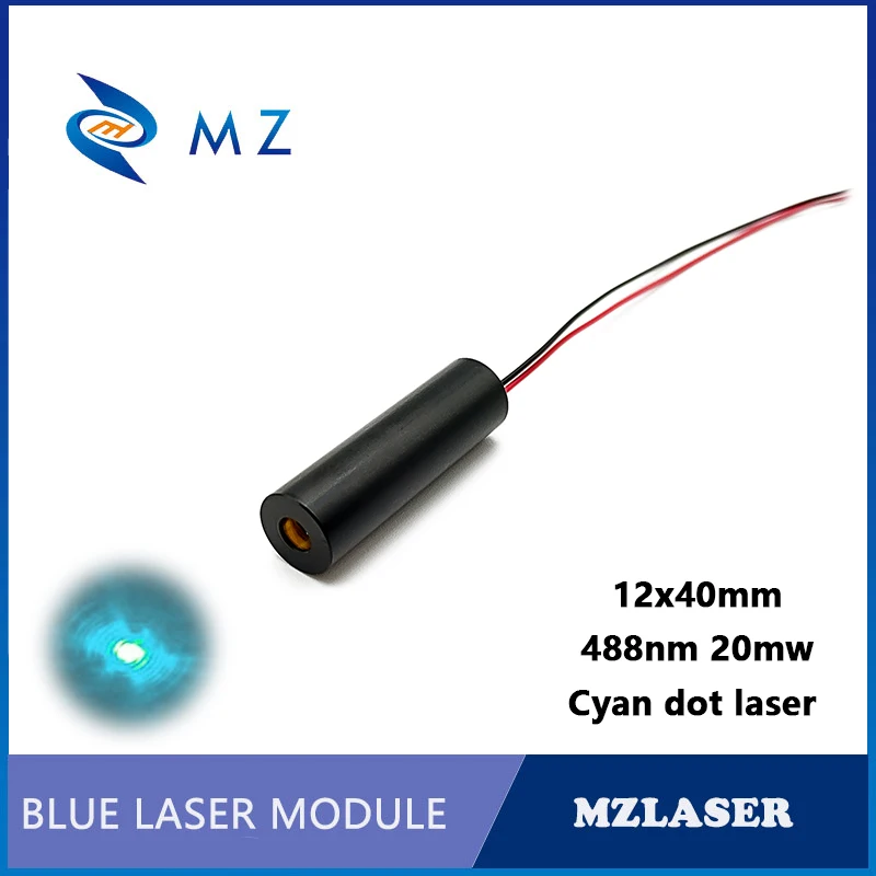 High Quality D12mm 488nm 20mw Glass Lens Industrial APC Drive Cyan Dot Laser Module