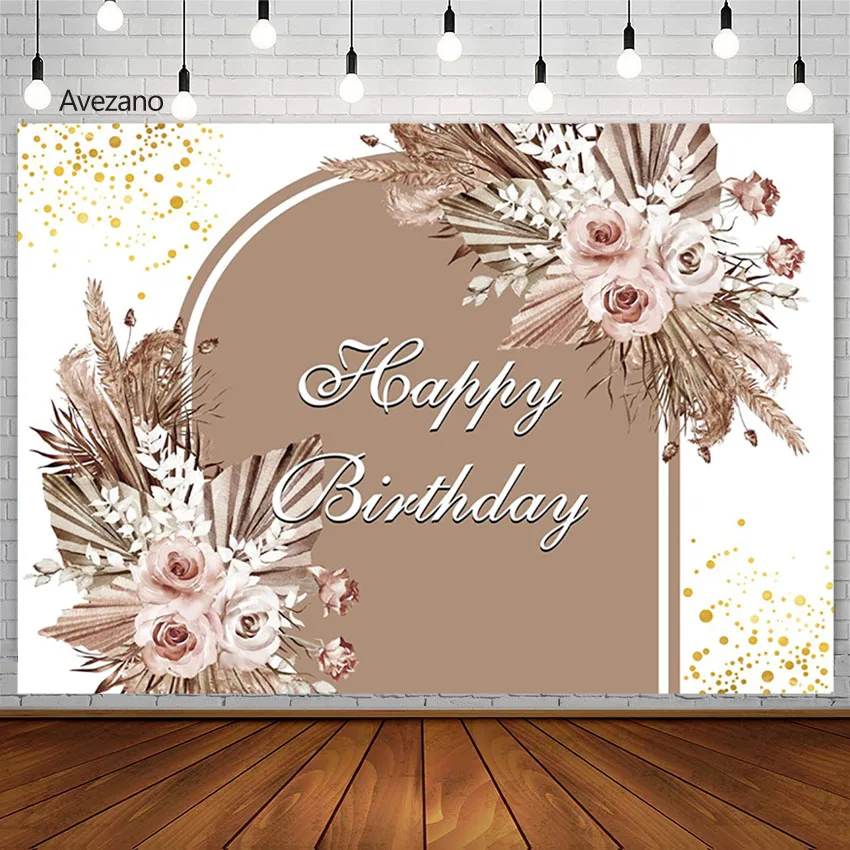 

Фон для фотосъемки на день рождения с изображением цветов розовых пампасных сладких пятен 16-го 18-го праздника баннера декорация для фотосту...