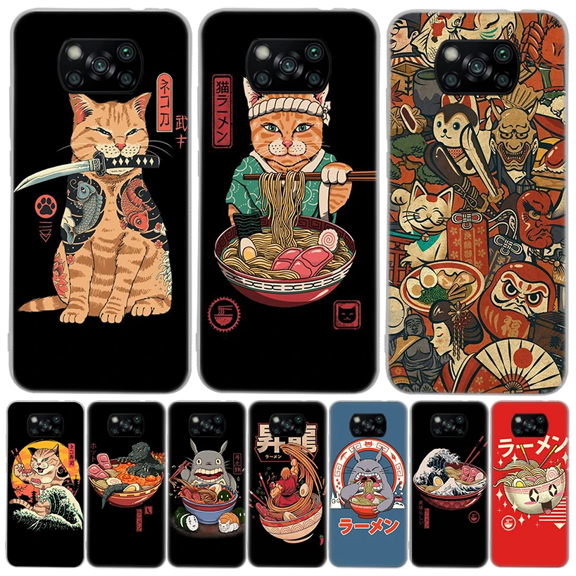 Great Ramen Wave Japan Phone Case For Xiaomi Poco M3 M2 M4 Pro F3 F2 F1 X3 Gt X4 Nfc 5G Mi Note 10 Lite A3 A2 A1 CC9E Coque Shel