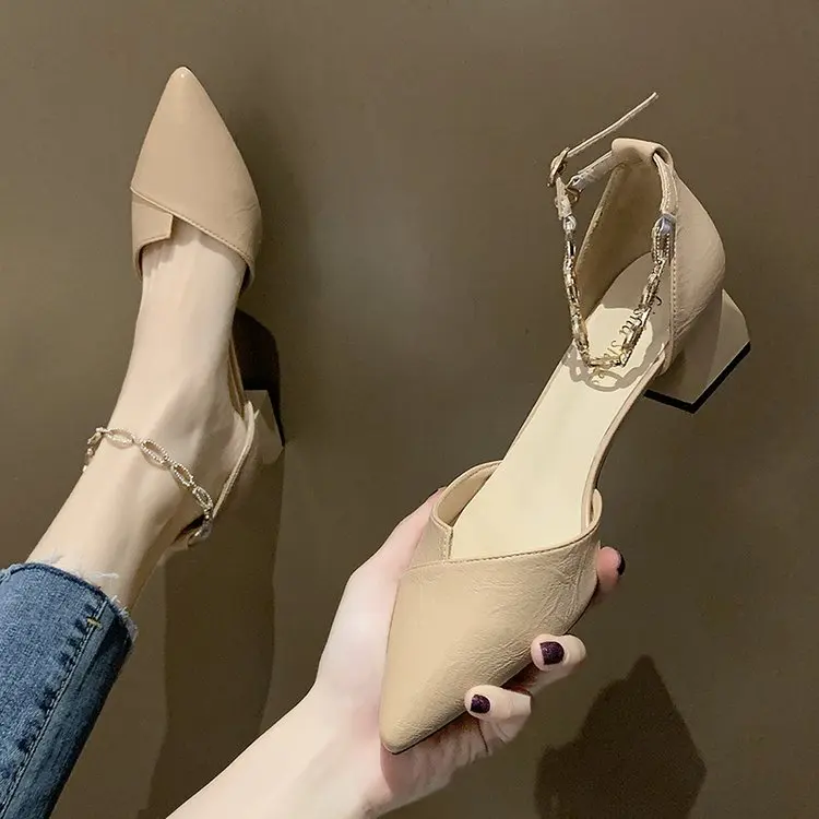 

Туфли женские на высоком каблуке, открытый носок, ремешок с пряжкой, модные, весна-лето