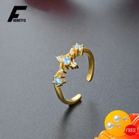luxury ring 925 sterling silver jewelry with zircon gemstone gold color open finger rings for women wedding party gift ornaments