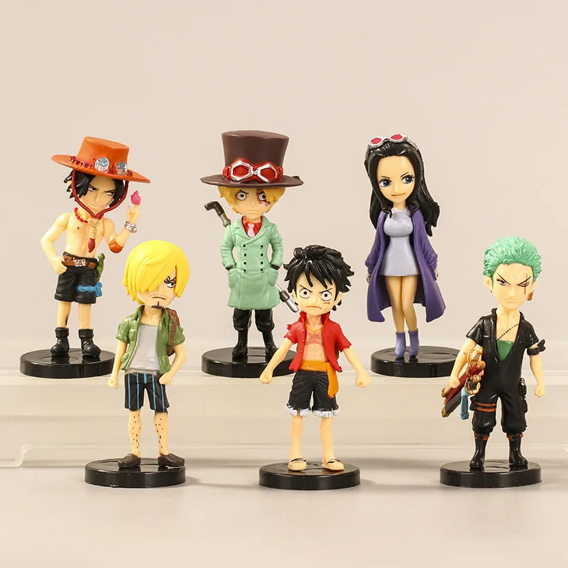 

7.5cm 6 Style ONE PIECE Luffy Ace Sabo Zoro Sanji Robin Action Figures Model Doll Anime Figure Furnishing Articles Hand Do Toys