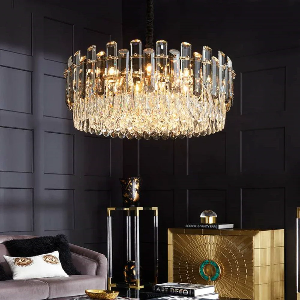 

Modern Luxury Living Room E14 Led Pendant Lamp Lustre Gold K9 Crystal Led Hanging Lamp Art Deco Indoor Lighting Led Lamp Fixture
