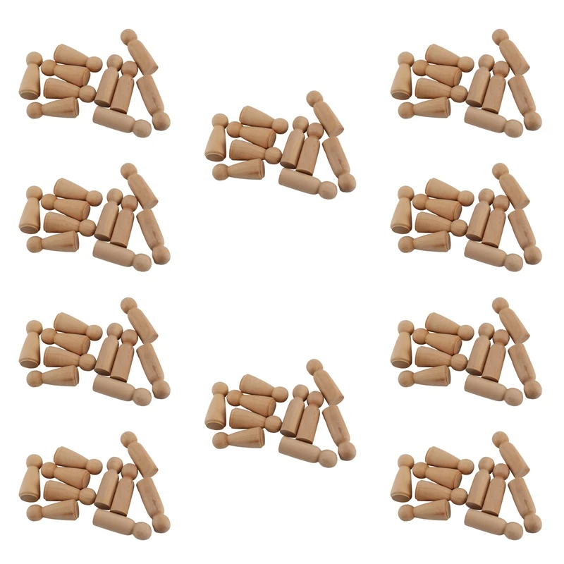

100 Pieces 65 Mm Unfinished Wooden Peg Dolls Wooden Tiny Doll Bodies People Decorations,Wood Color