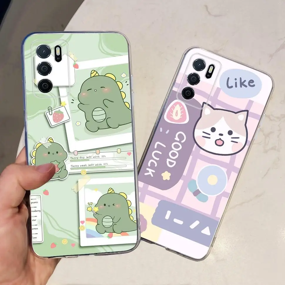 Для Oppo A16 4G Чехол CPH2269 Симпатичный окрашенный чехол Силиконовый мягкий из ТПУ для