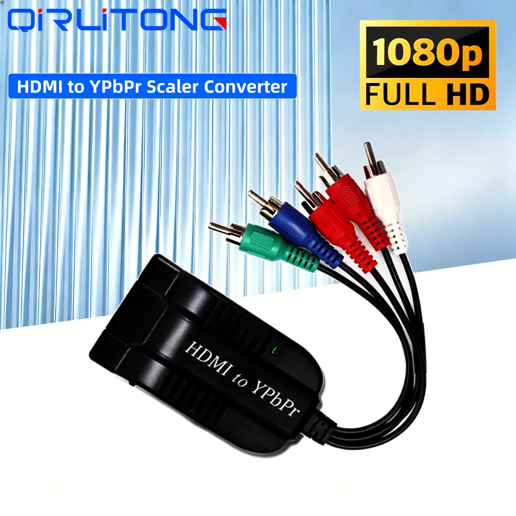 Фото Конвертер HDMI в YPbPr (5RCA RGB) с функцией масштабирования, преобразователь видео и аудио HDMI в R/L с кабелем питания DC для ПК и PS4 №1