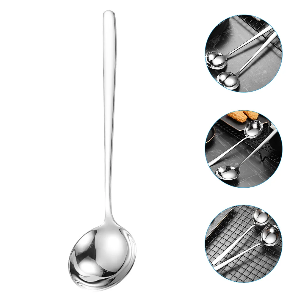 

Stainless Steel Spoon Metal Cooking Spoons Gravy Ladle Fry Pan Wok Soup Kitchen Rice Scoop Utensils Handle