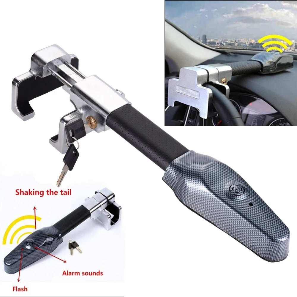 Universal Car Anti-Theft Steering Wheel Lock Security Car Anti Theft Safety Alarm Lock Retractable Anti T-Locks Security Tool