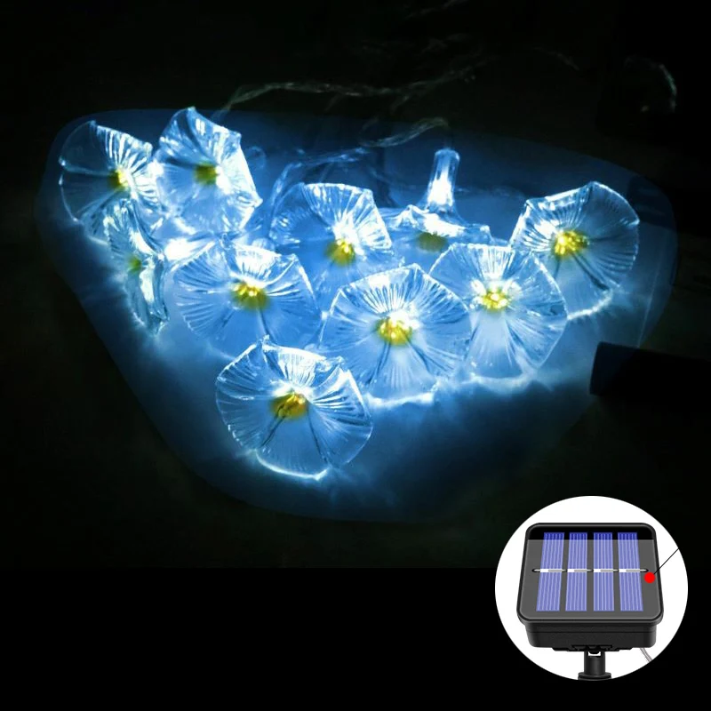 

Outdoor Solar Flower Light 10LED Morning Glory Solar Fairy Decorative Waterproof String Lights for Gardens Home Christmas Lights