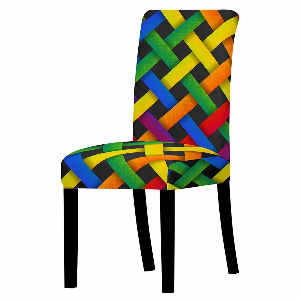 

Rope Weaving Pattern Chair Cover Office Chair Home Deco Spandex Dinner Table and Chairs Cushion Cover Chair Covers Dining Room
