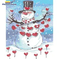 photocustom diy pictures by number christmas snowman kits painting by numbers drawing on canvas hand painted gift home decor
