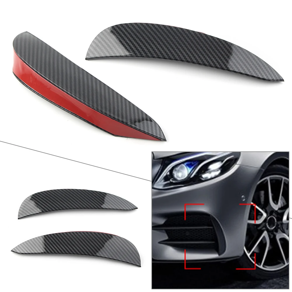 ABS Car Front Bumper Spoiler Side Fog Light Canard Vent Flaps For Mercedes Benz E-Class W213 E43 E53 E63 Sport Carbon Fiber