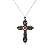 new hot sale large black cross necklace with enamel roses and crystals gothic victorian jewelry