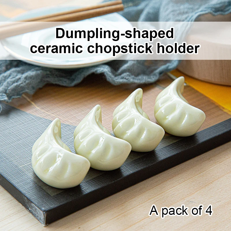 

4 Pcs Japanese Style Cute Dumpling Shape Chopsticks Holder Stand Ceramic Chopstick Rack Pillow Art Craft Kitchen Tableware Tools