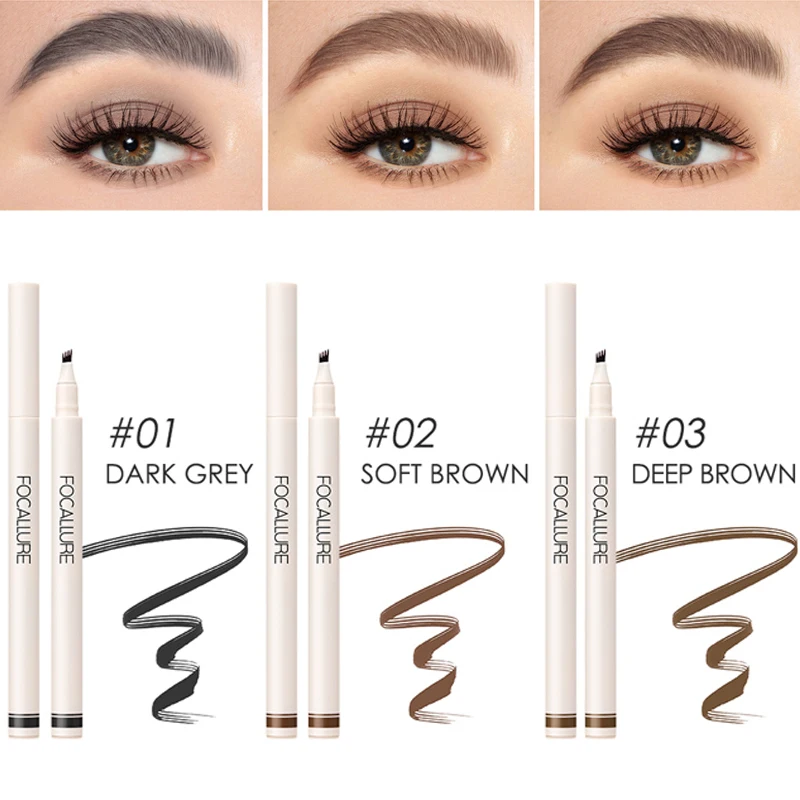 

FOCALLURE Eyebrow Pencil Makeup 4 Fork Tip Liquid shade Waterproof Tint Brown High Quality For Women Cosmetics free shipping