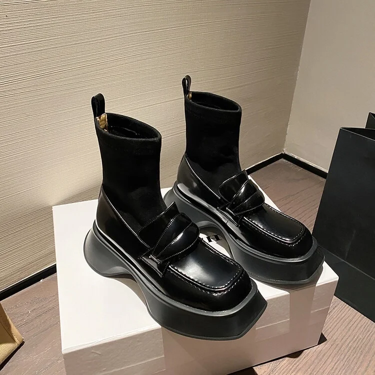 

Модные женские ботинки до щиколотки 2023, новый роскошный стиль, на платформе, ботинки челси, зимняя теплая готическая обувь, женские ботинки ...