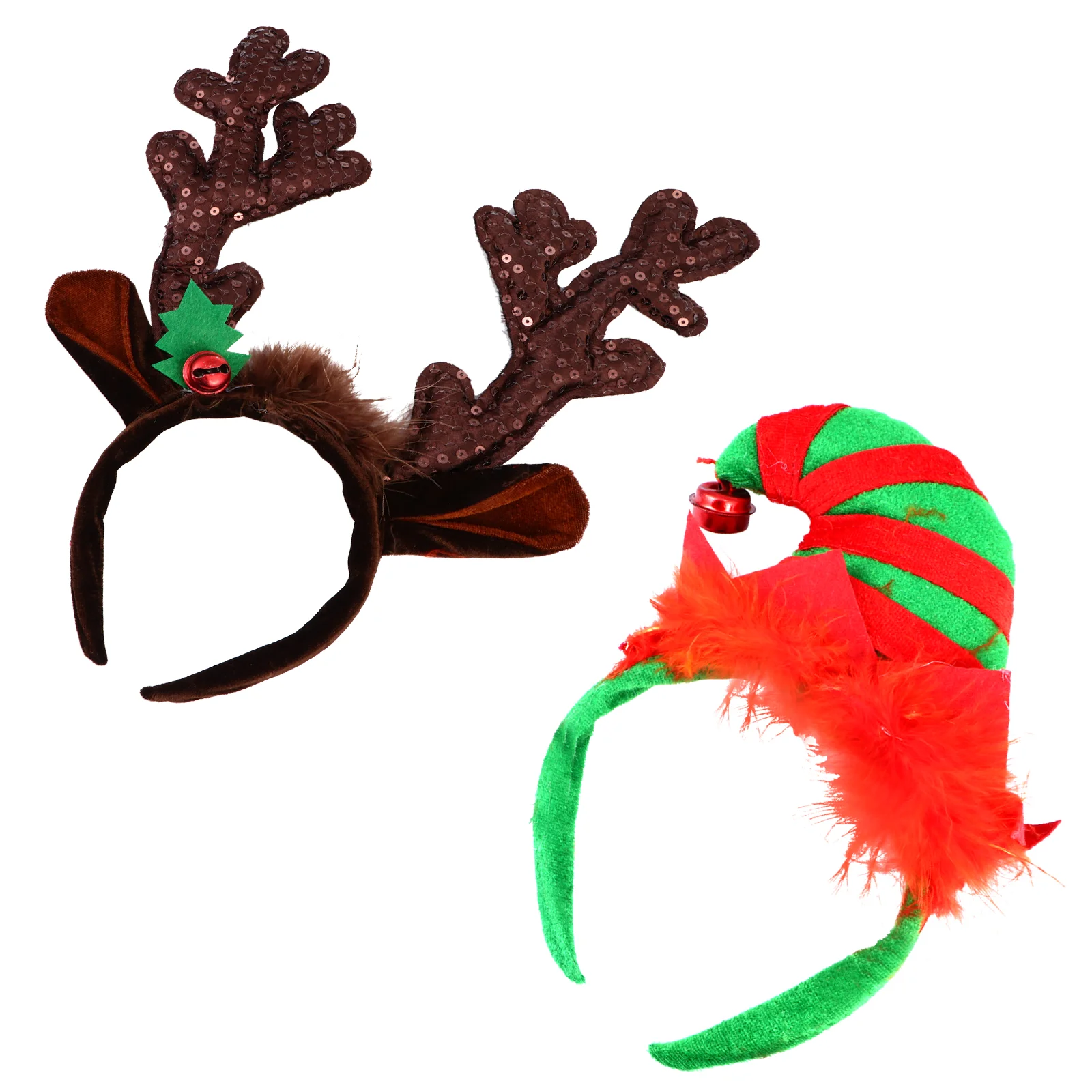 

Повязка для волос для рождественской вечеринки, повязка на голову с оленьими рогами, эльфом, блестящие аксессуары, рождественские головные уборы