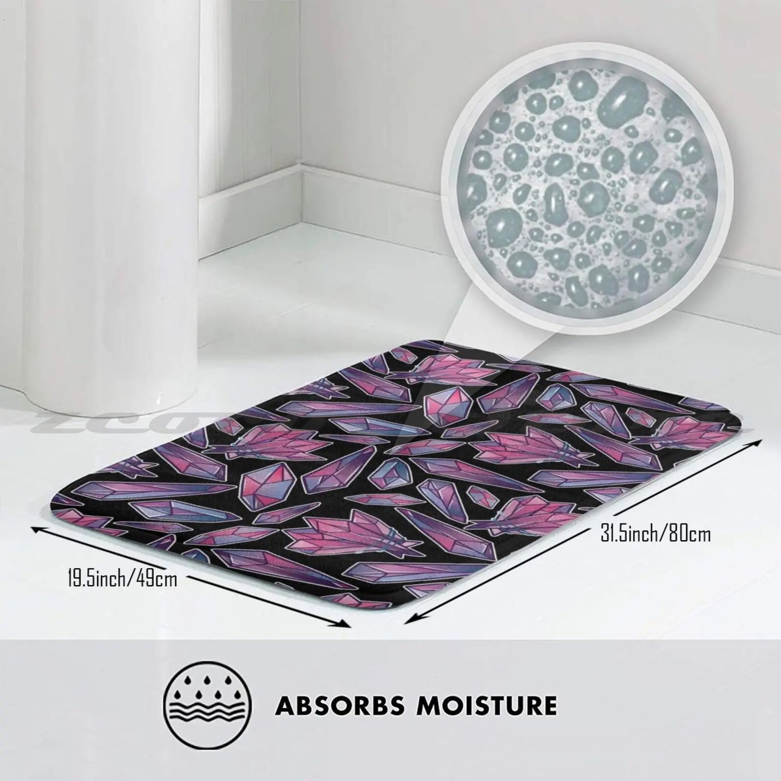 Красивые кристаллы черный коврик нескользящий водопоглощающий дверной ковер