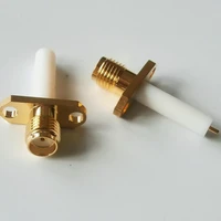 5x high quality rf connector sma female rhombic plug pin 3mm ptfe 15mm with 2 hole flange chassis panel mount deck solder copper