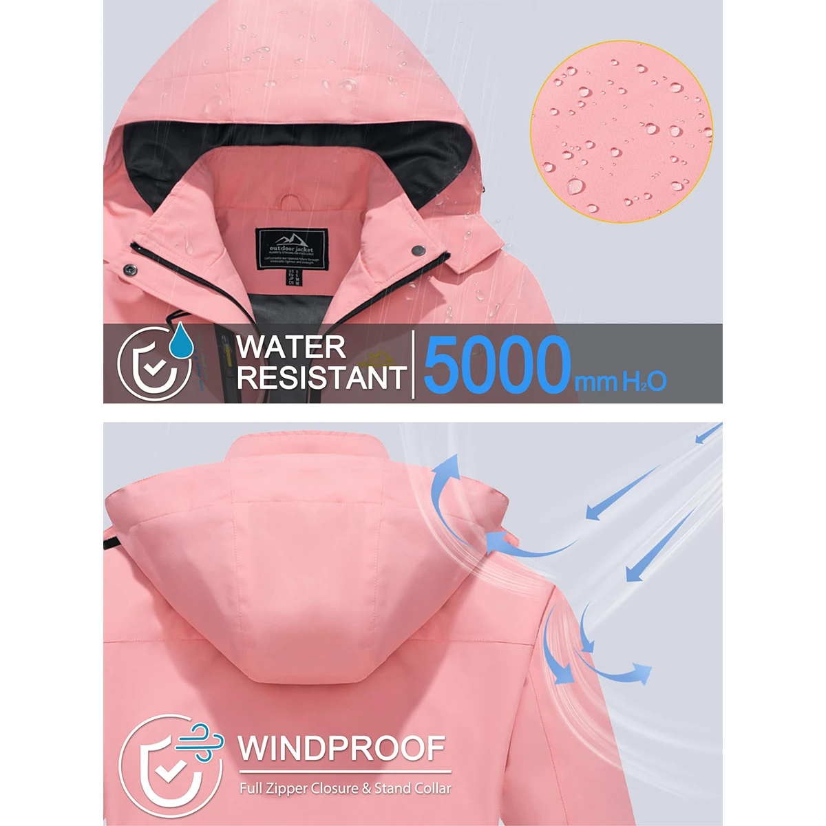 MAGCOMSEN Женская Походная Куртка Со Съемным Капюшоном На Молнии Ветрозащитное