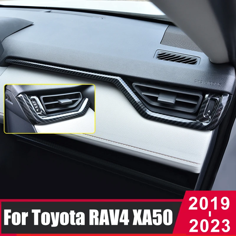 

For Toyota RAV4 RAV 4 2019-2021 2022 2023 XA50 Car Dashboard Front Air Conditioner Outlet Frame Cover Strips Sticker Accessories