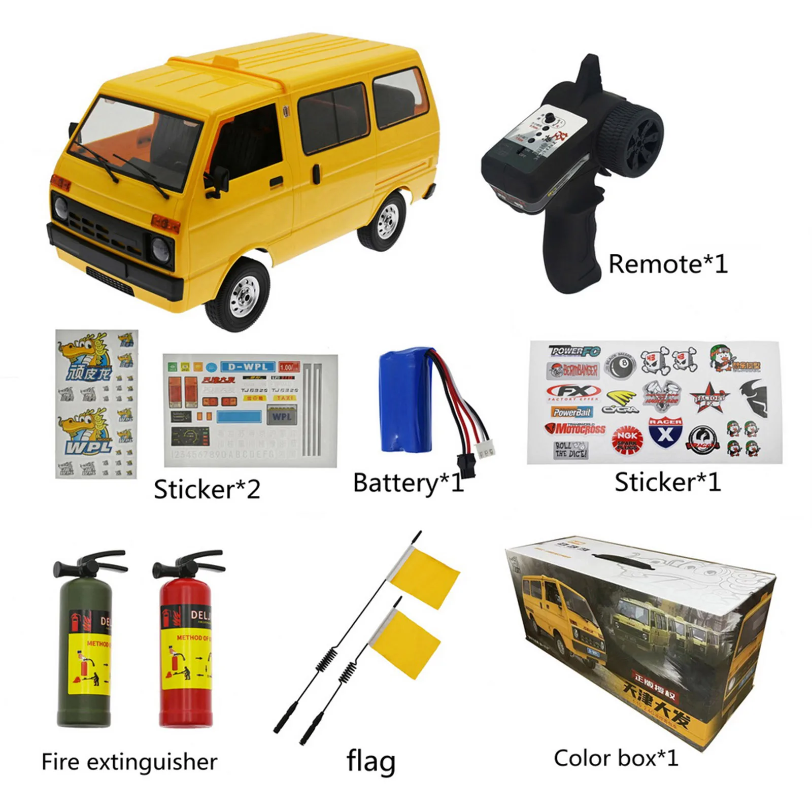 2.4G Remote Control Car Rear Wheel Drive Vehicle with Fire Extinguisher Sticker Signal flag WPLD42 1:10 TJ110 Drift Car