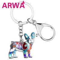 arwa enamel alloy metal cute french bulldog keychain dog car bag keyring fashion pets jewelry for women men teens charms gifts