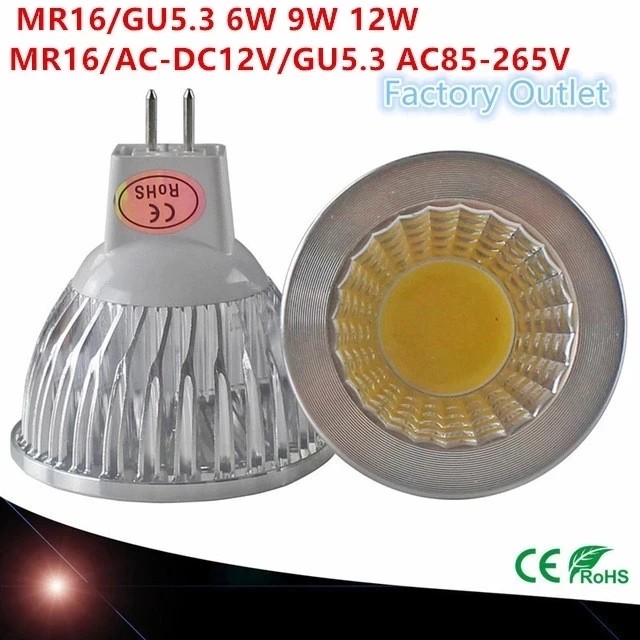 Lámpara Led de alta potencia, foco COB regulable, MR16, GU5.3, 6w, 9w, 12w, blanco frío y cálido, MR 16, 12V, GU 5,3, 220V, 10 Uds.
