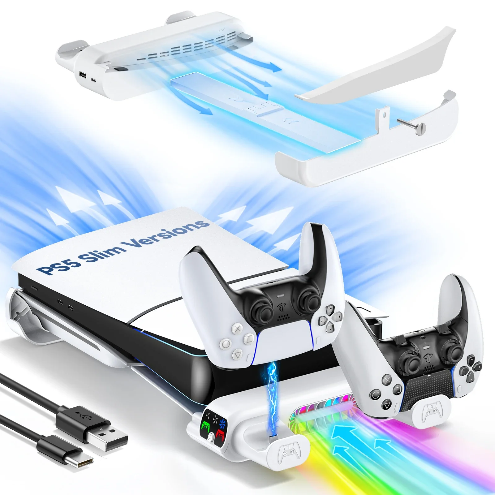 Горизонтальная Охлаждающая Подставка Для Консоли PS5 Slim С Тонким Контроллером